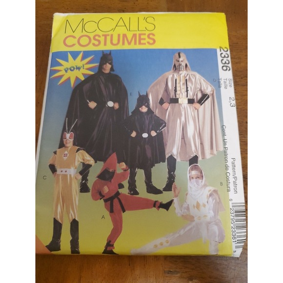 McCalls Pattern 8334 Star Wars Darth Vader Batman Super Heros Costume Size 2-3 D - Picture 1 of 5